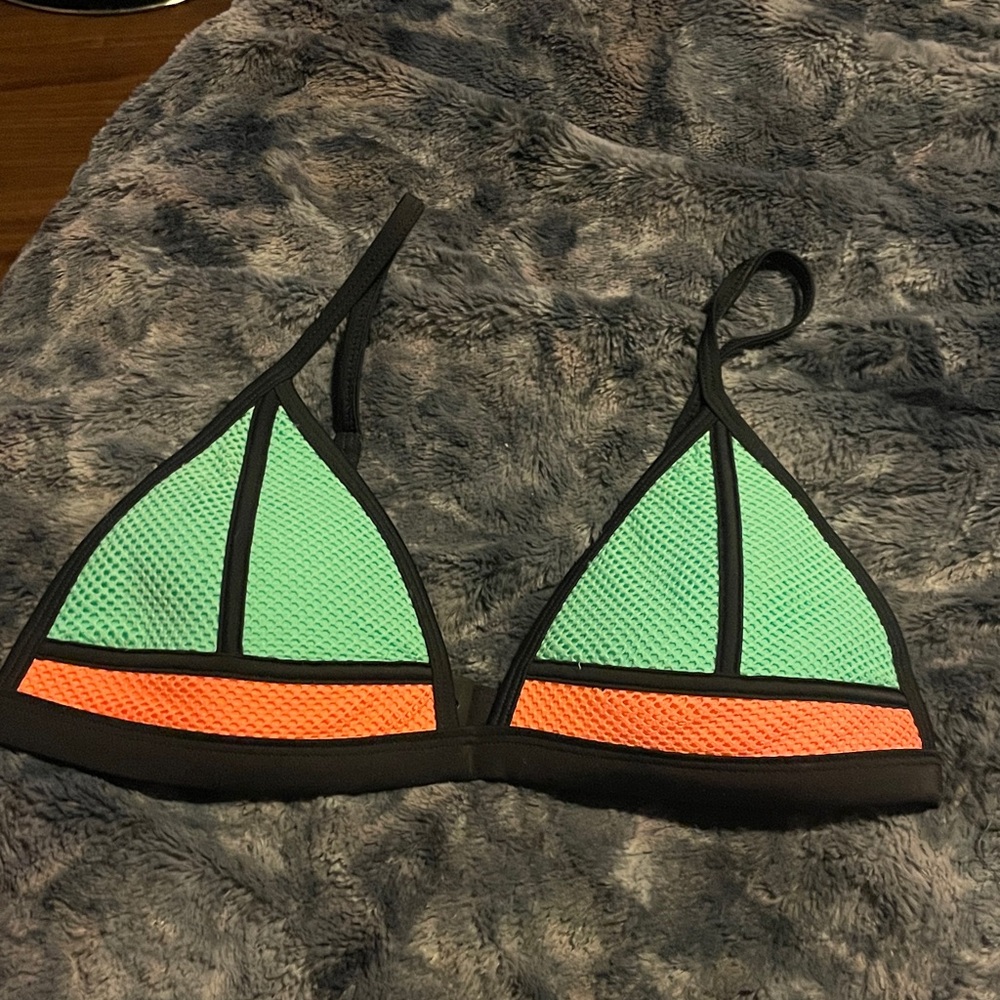 Triangl Swimwear Orange and Black Bikini Top